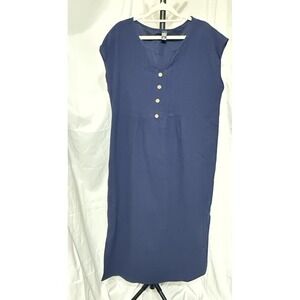 Emery Rose 100% Cotton‎ Dress Navy Large Sleeveless Lightweight
